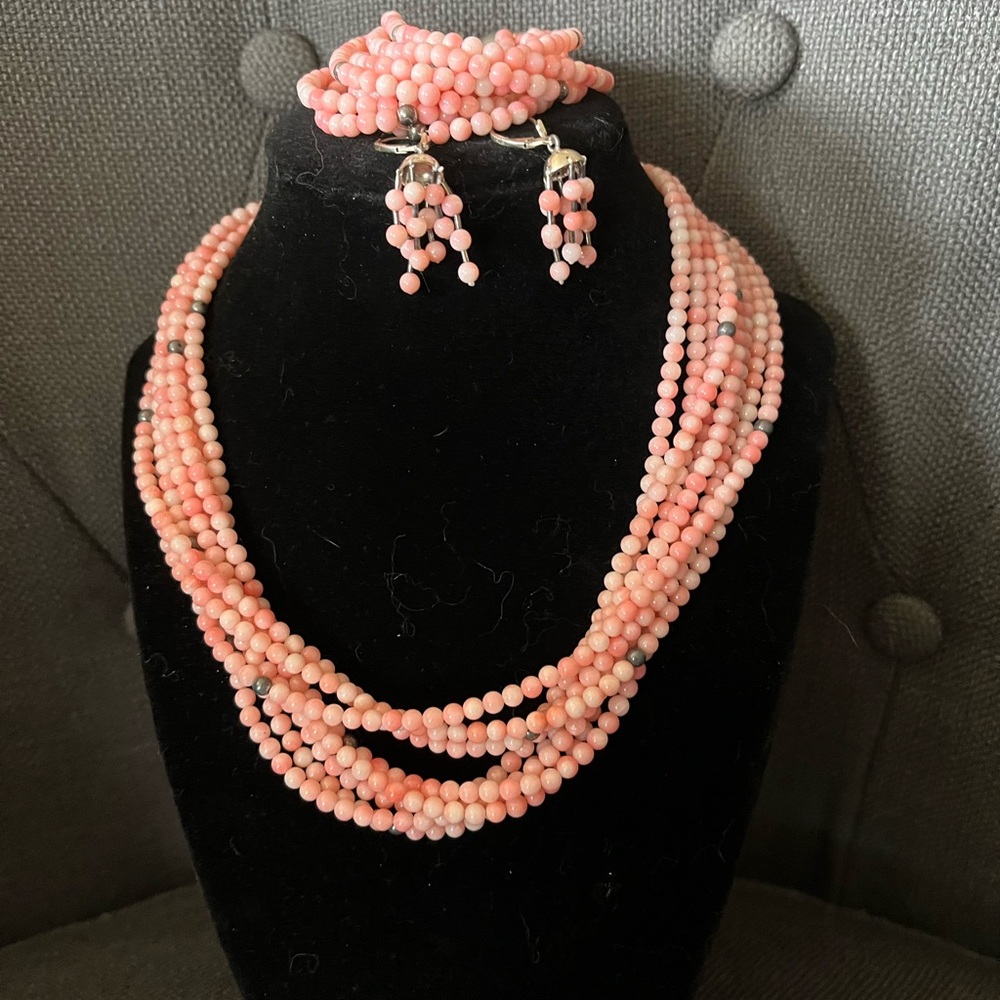 Elegant Bamboo Coral Jewelry Set